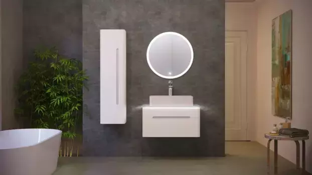 Комплект мебели белый 75 см Jorno Shine Shi.01.75/P/W + 0085176 + Shi.02.65/W