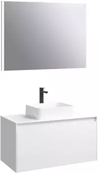 Комплект мебели белый глянец 100 см Aqwella 5 Stars Mobi MOB0110W + MOB0710W + 4640021064269 + SM0210