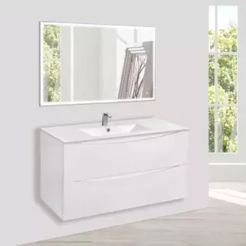 Комплект мебели белый глянец 101,5 см Vincea Mia VMC-2MC100GW + VBS-13100 + VLM-3VN100