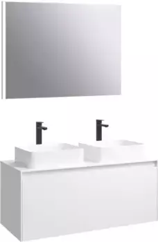 Комплект мебели белый глянец 120 см Aqwella 5 Stars Mobi MOB0112W + MOB0712W + 4640021064269 + 4640021064269 + SM0210