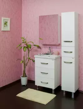 Комплект мебели белый глянец 60,5 см Sanflor Анкона C0000002004 + 4640021060773 + C0000002155