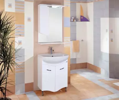 Комплект мебели белый глянец 61,5 см Onika Лайн 106043 + 4620008192772 + 205819