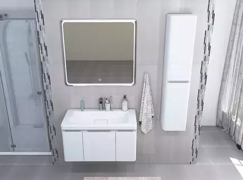 Комплект мебели белый глянец 85 см Акватон Шерилл 1A208801SH010 + 1A71443KSH010 + 1A210302SH010