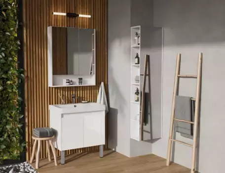 Комплект мебели белый глянец/белый матовый 70,5 см Акватон Сканди Doors 1A278901SD010 + 1WH501628 + 1A252202SD010