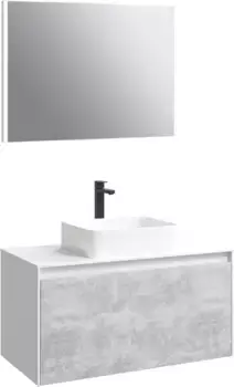 Комплект мебели белый глянец/бетон светлый 100 см Aqwella 5 Stars Mobi MOB0110W + MOB0710BS + 4640021064269 + SM0210