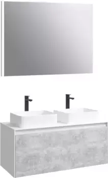 Комплект мебели белый глянец/бетон светлый 120 см Aqwella 5 Stars Mobi MOB0112W + MOB0712BS + 4640021064269 + 4640021064269 + SM0210