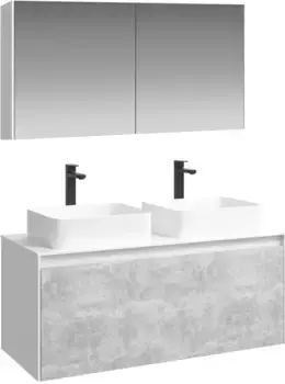 Комплект мебели белый глянец/бетон светлый 120 см Aqwella 5 Stars Mobi MOB0112W + MOB0712BS + 4640021064269 + 4640021064269 + MOB0412 + MOB0717W