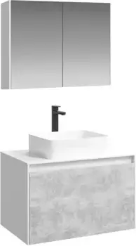 Комплект мебели белый глянец/бетон светлый 80 см Aqwella 5 Stars Mobi MOB0108W + MOB0708BS + 4640021064269 + MOB0408 + MOB0717W