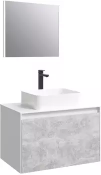 Комплект мебели белый глянец/бетон светлый 80 см Aqwella 5 Stars Mobi MOB0108W + MOB0708BS + 641945 + SM0208