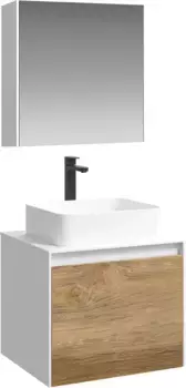 Комплект мебели белый глянец/дуб балтийский 61 см Aqwella 5 Stars Mobi MOB0106W + MOB0706DB + 641945 + MOB0406 + MOB0717W