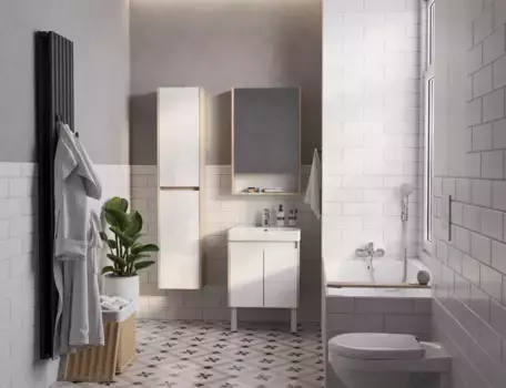 Комплект мебели белый глянец/дуб верона 55 см Акватон Сканди Doors 1A278801SDB20 + 1WH501620 + 1A252102SDB20