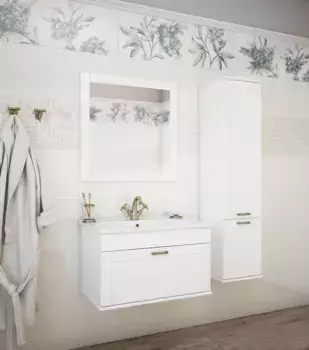 Комплект мебели белый матовый 75 см Sanflor Ванесса C000005880 + 4640021062210 + C000005878