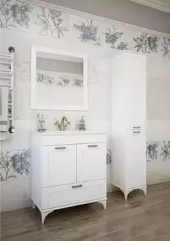 Комплект мебели белый матовый 75 см Sanflor Ванесса C000005882 + 4640021062210 + C000005878