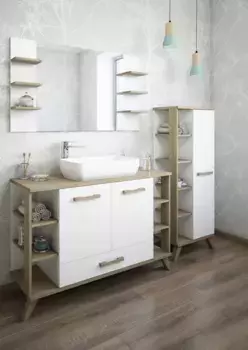 Комплект мебели белый матовый/вяз швейцарский 120 см Sanflor Ингрид C12472 + C0001915