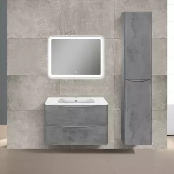 Комплект мебели бетон 79,4 см Vincea Paola VMC-2P800BT + VCB-2VP800W + VLM-2A800