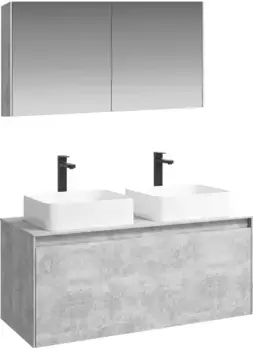 Комплект мебели бетон светлый 120 см Aqwella 5 Stars Mobi MOB0112BS + MOB0712BS + 4640021064269 + 4640021064269 + MOB0412 + MOB0717BS