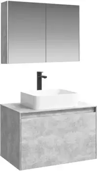 Комплект мебели бетон светлый 80 см Aqwella 5 Stars Mobi MOB0108BS + MOB0708BS + 4640021064269 + MOB0408 + MOB0717BS