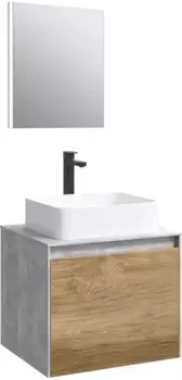 Комплект мебели бетон светлый/дуб балтийский 61 см Aqwella 5 Stars Mobi MOB0106BS + MOB0706DB + 641945 + SM0206