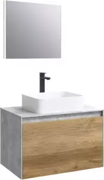 Комплект мебели бетон светлый/дуб балтийский 80 см Aqwella 5 Stars Mobi MOB0108BS + MOB0708DB + 4640021064269 + SM0208