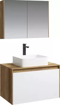 Комплект мебели дуб балтийский/белый глянец 80 см Aqwella 5 Stars Mobi MOB0108DB + MOB0708W + 641945 + MOB0408 + MOB0717DB