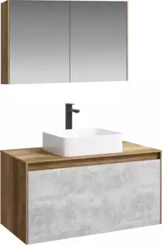 Комплект мебели дуб балтийский/бетон светлый 100 см Aqwella 5 Stars Mobi MOB0110DB + MOB0710BS + 4640021064269 + MOB0410 + MOB0717DB