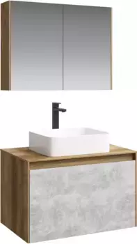 Комплект мебели дуб балтийский/бетон светлый 80 см Aqwella 5 Stars Mobi MOB0108DB + MOB0708BS + 4640021064269 + MOB0408 + MOB0717DB