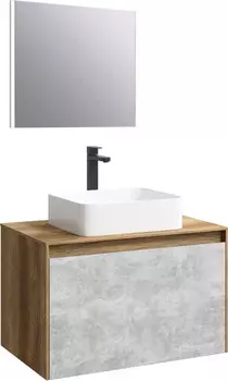 Комплект мебели дуб балтийский/бетон светлый 80 см Aqwella 5 Stars Mobi MOB0108DB + MOB0708BS + 641945 + SM0208