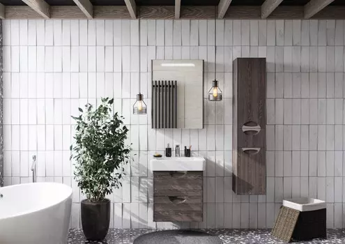 Комплект мебели дуб макиато 60 см Акватон Сильва 1A211801SIW50 + 1WH302186 + 1A216202SIW50
