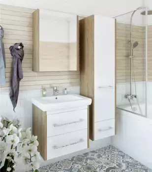 Комплект мебели швейцарский вяз/белый глянец 60,5 см Sanflor Ларго C0002121 + 4640021060773 + H0000000022