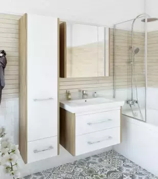 Комплект мебели швейцарский вяз/белый глянец 81 см Sanflor Ларго C0002123 + 4640021064733 + H0000000043