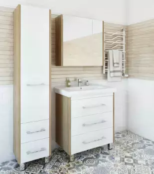 Комплект мебели швейцарский вяз/белый глянец 81 см Sanflor Ларго C0002112 + 4640021064733 + H0000000043