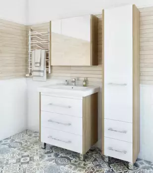 Комплект мебели швейцарский вяз/белый глянец 81 см Sanflor Ларго C0002112 + 4640021064733 + H0000000019