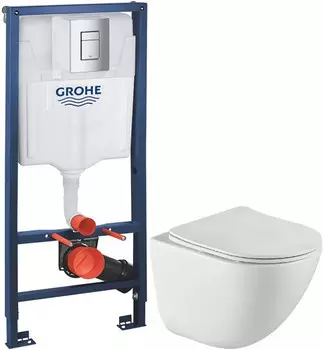 Комплект подвесной унитаз BelBagno Amanda BB051CHR + BB051SC + система инсталляции Grohe 38772001