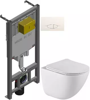 Комплект подвесной унитаз BelBagno Amanda BB051CHR + BB051SC + система инсталляции Jacob Delafon E29025-NF + E29026-01R