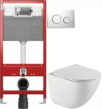 Комплект подвесной унитаз BelBagno Amanda BB051CHR + BB051SC + система инсталляции TECE 9300302 + 9240921