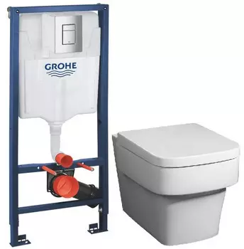 Комплект подвесной унитаз BelBagno Janice BB124CH + BB124SC + система инсталляции Grohe 38772001