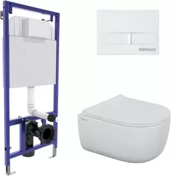 Комплект подвесной унитаз Berges Ego + система инсталляции Berges Novum L1 043309