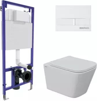 Комплект подвесной унитаз Berges Floe S + система инсталляции Berges Novum L1 043244