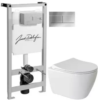 Комплект подвесной унитаз Berges Geo 082101 + система инсталляции Jacob Delafon E5504-NF + E4316-CP