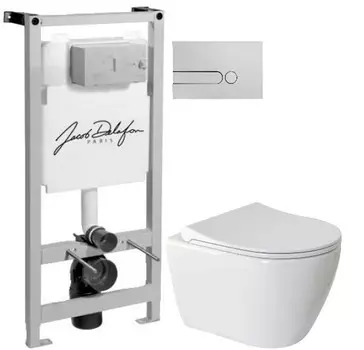 Комплект подвесной унитаз Berges Geo 082101 + система инсталляции Jacob Delafon E5504-NF + E4326-CP