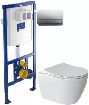 Комплект подвесной унитаз Berges Geo 082101 + система инсталляции Villeroy &amp; Boch 92246100 + 92249061
