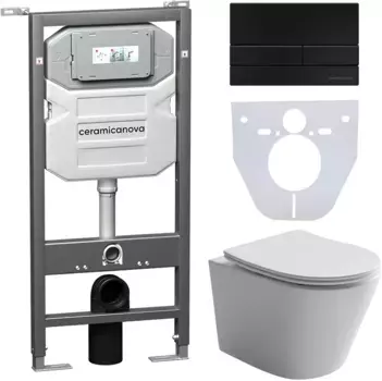 Комплект подвесной унитаз Ceramica Nova Balearica CN6000 + система инсталляции Ceramica Nova Envision Flat CN1002B + CN1000