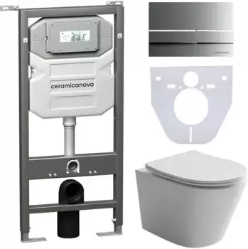 Комплект подвесной унитаз Ceramica Nova Balearica CN6000 + система инсталляции Ceramica Nova Envision Flat CN1002M + CN1000