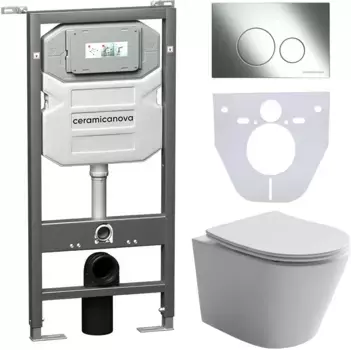 Комплект подвесной унитаз Ceramica Nova Balearica CN6000 + система инсталляции Ceramica Nova Envision Round CN1001CH + CN1000