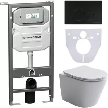 Комплект подвесной унитаз Ceramica Nova Balearica CN6000 + система инсталляции Ceramica Nova Envision Round CN1001B + CN1000