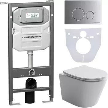 Комплект подвесной унитаз Ceramica Nova Balearica CN6000 + система инсталляции Ceramica Nova Envision Round CN1001M + CN1000