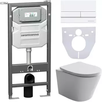 Комплект подвесной унитаз Ceramica Nova Balearica CN6000 + система инсталляции Ceramica Nova Envision Flat CN1002W + CN1000