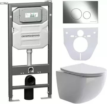 Комплект подвесной унитаз Ceramica Nova Forma CN3009 + система инсталляции Ceramica Nova Envision Round CN1001CH + CN1000