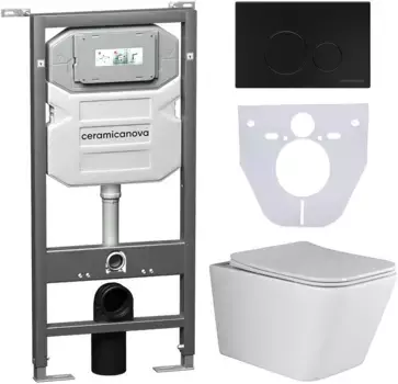 Комплект подвесной унитаз Ceramica Nova Metric CN3007 + система инсталляции Ceramica Nova Envision Round CN1001B + CN1000