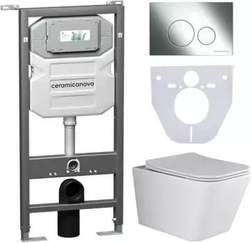 Комплект подвесной унитаз Ceramica Nova Metric CN3007 + система инсталляции Ceramica Nova Envision Round CN1001CH + CN1000